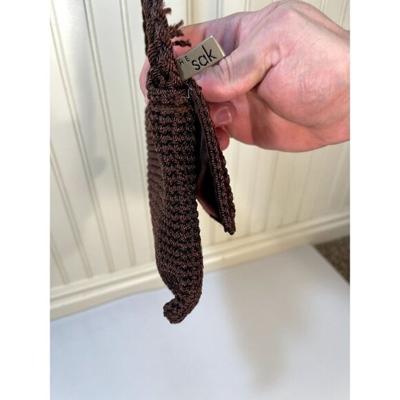 THE Sak Crochet Crossbody Purse Small Mini 7” X 7” Excellent Brown - Picture 5 of 16